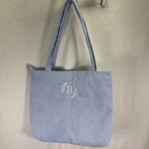 NWOT Baby Blue Fashion Instinct Corduroy Shoulder Bag Embroidered B‎